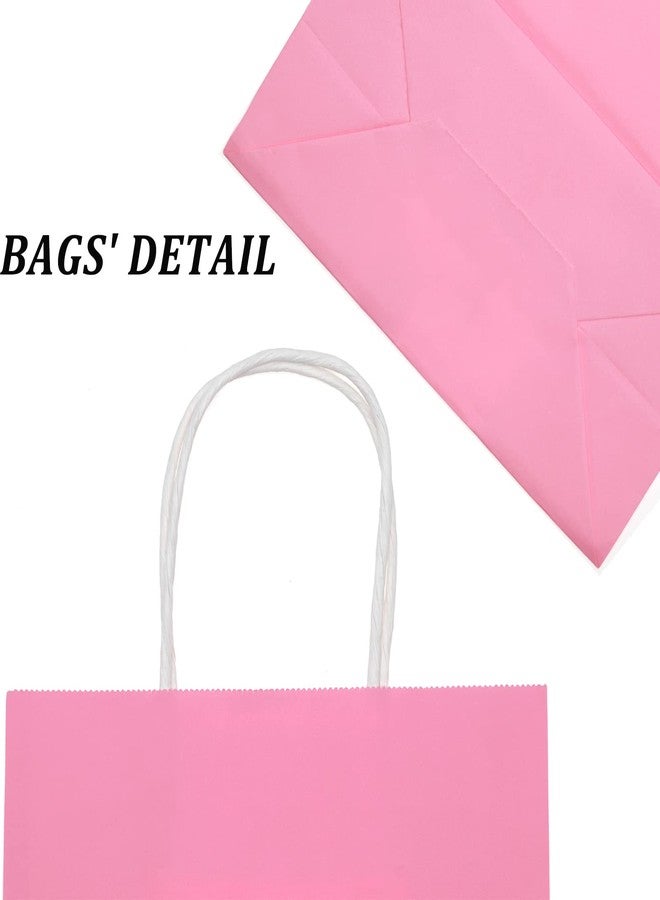 Oletx 24PCS Pink Kraft Paper Gift Bags with Handles Bulk 8''x4.25''x10.5'', DIY Birthday Party Favor Bags for Craft Shopping,Valentine's Day,Mother's Day - Image 5